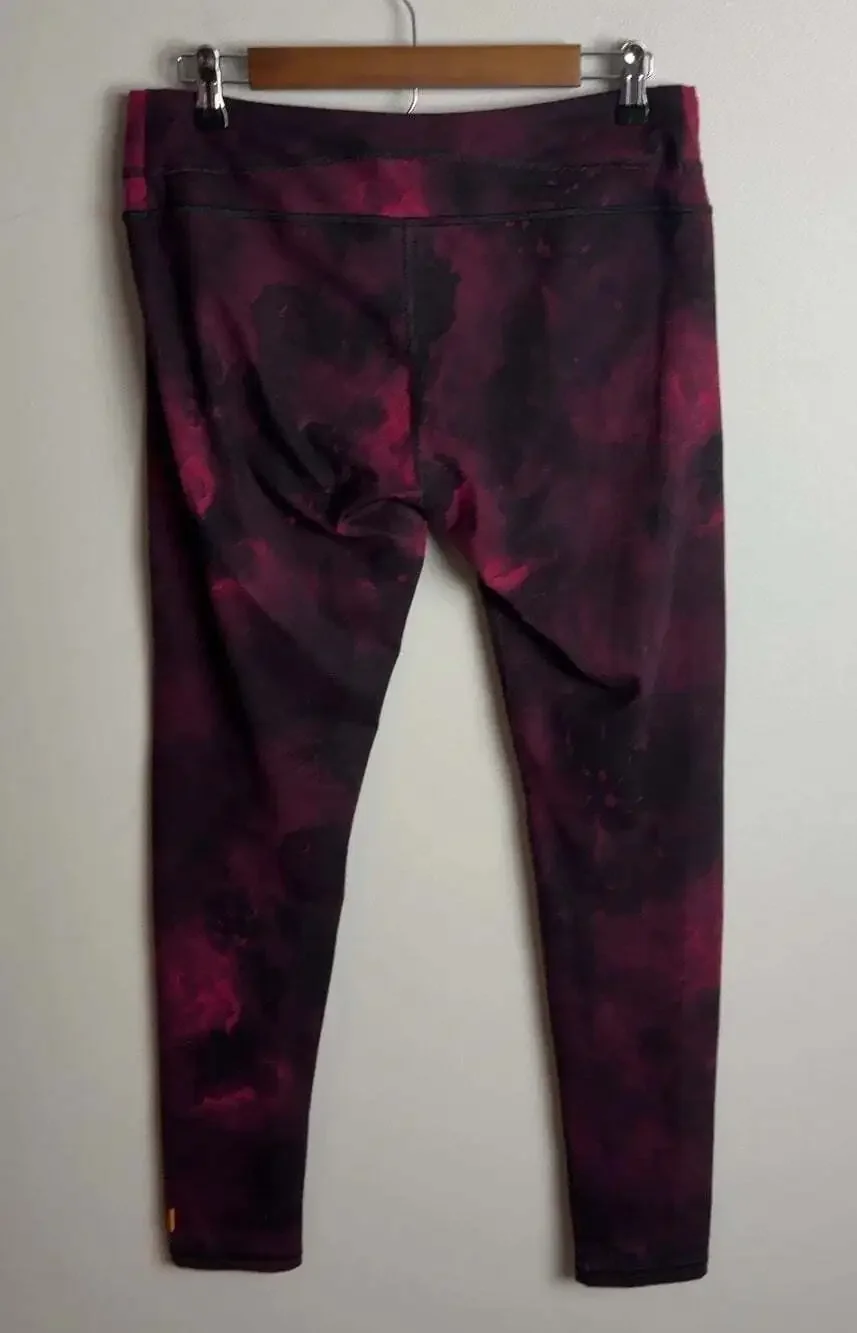 Lucy Athletic Leggings Burgundy Black Abstract Yoga Pants Size Large Women’s